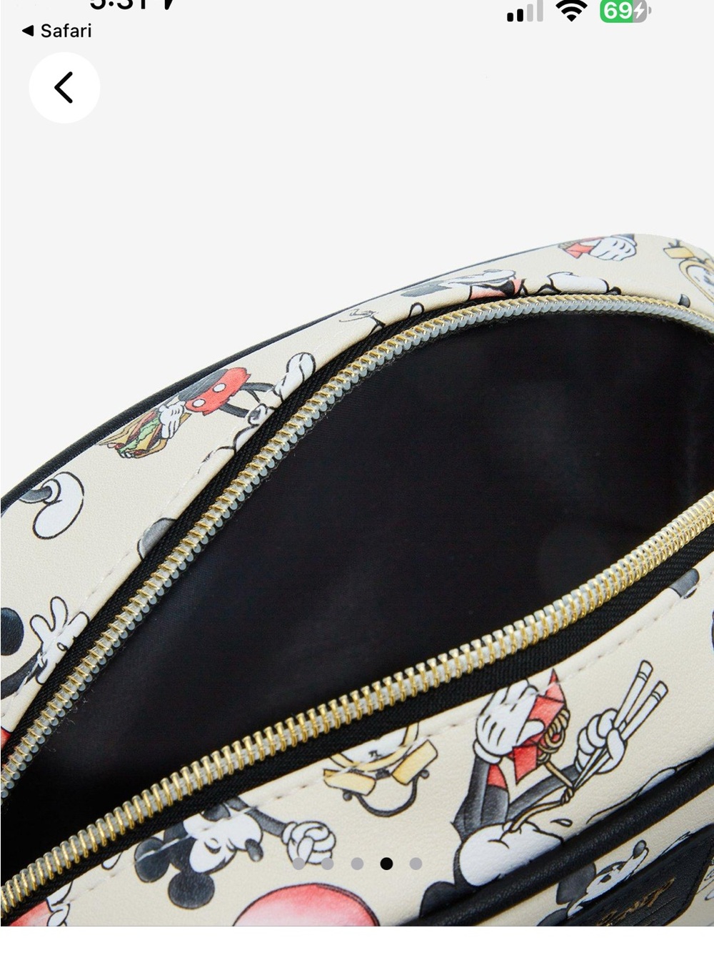 ‼️NWT‼️ Loungefly Disney Mickey Mouse Cream Crossbody Bag with Black Strap - Picture 4 of 4